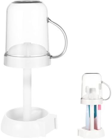 GENZYRE White Toothbrush Holder with Cover and 3 Slots