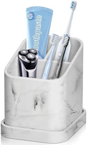 DOLED Electric Toothbrush Holder with 3 Slots and Makeup Brush Storage