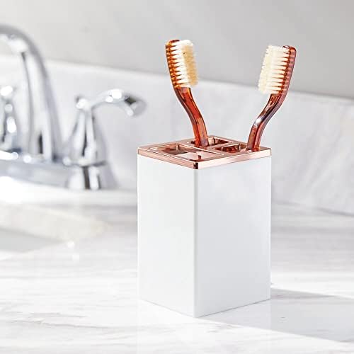 mDesign Bathroom Vanity Set of 4 - WhiteRose Gold