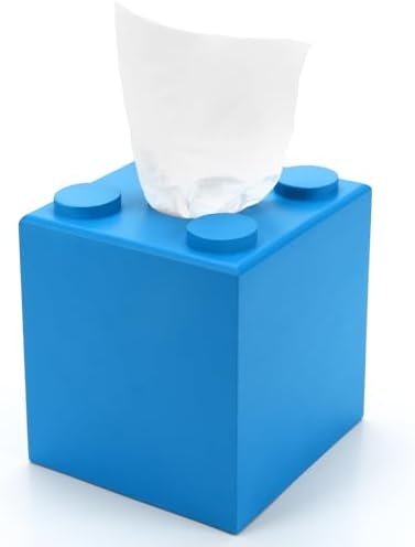 CypherX Blue Wood Tissue Box Cover with Slide-Out Bottom