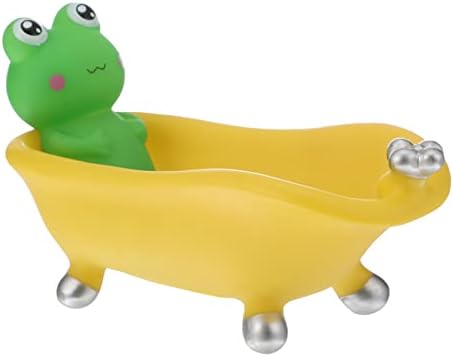 LIFKOME Cartoon Frog Soap Dish Tray Self Draining Vinyl Holder for Bathroom
