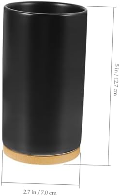 BRIGHTFUFU Cylinder Ceramic Toothbrush Cup Black Decorative