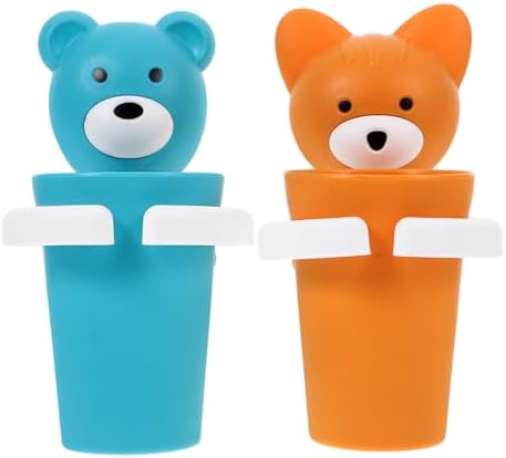 HOLIDYOYO 2sets Cartoon Toothbrush Holder with Cup 1