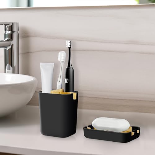 IWNTWY Toothbrush and Soap Holder Set - Black