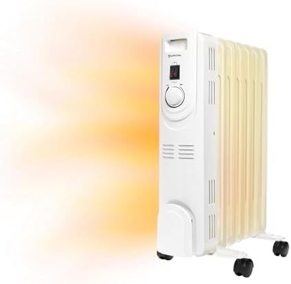 Comfort Zone 1200W Oil-Filled Radiant Space Heater with Safety Features