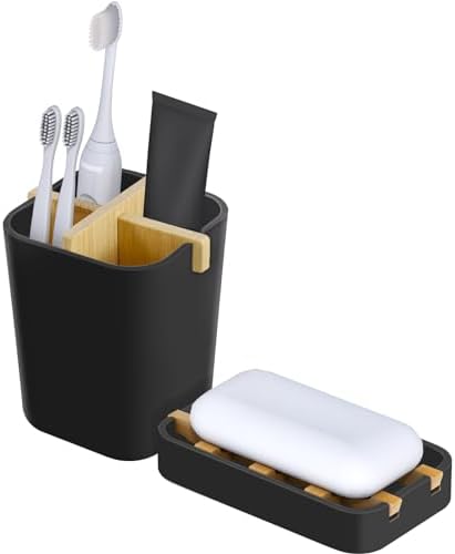 IWNTWY Toothbrush and Soap Holder Set - Black