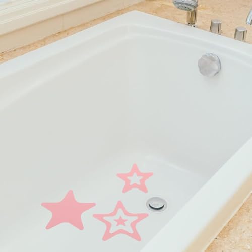 LUOZZY 12PCS Non-Slip Bathtub Stickers with Star Design - Pink
