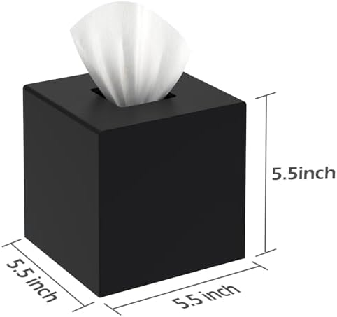 SILUT Tissue Box Cover Square Black Magnet Locking