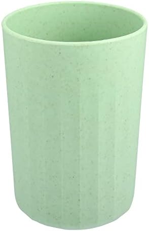 VOCOSTE Bathroom Tumbler with Smooth Lines Wheat Straw Cup Toothpaste Holder