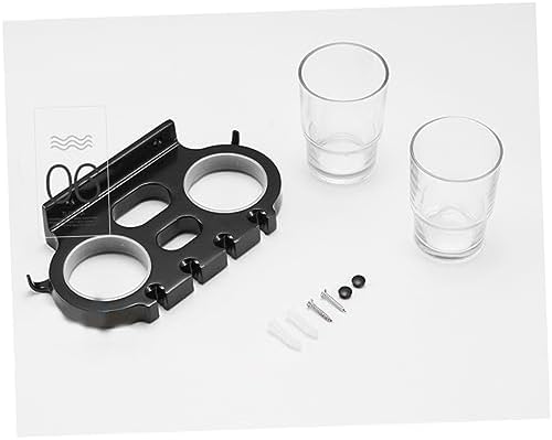 Cabilock Aluminum Toothbrush Rack with 2 Cups Easy Install