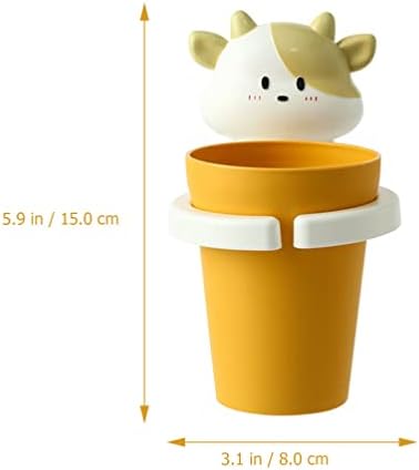 Hemoton Cartoon Cow Toothbrush Holder Wall Mount