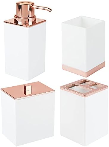 mDesign Bathroom Vanity Set of 4 - WhiteRose Gold