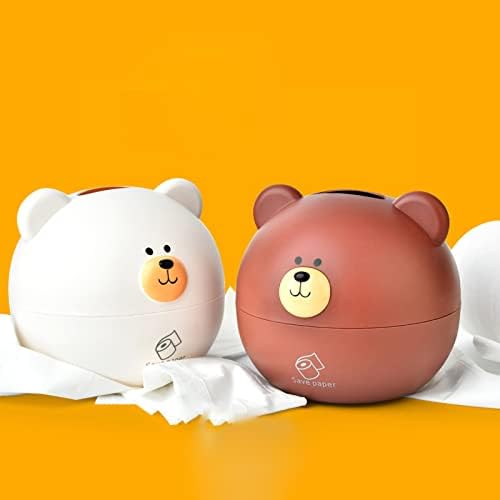 Cute Bear Tissue Holder Cartoon Style Round Dispenser for Home