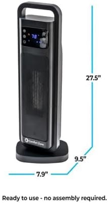 Comfort Zone 26-Inch 1500W Space Heater with Remote Control