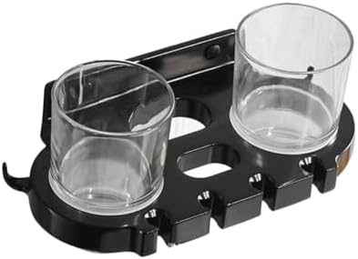 COOLHIYA Punch Toothbrush Holder with Double Cup Hooks Black