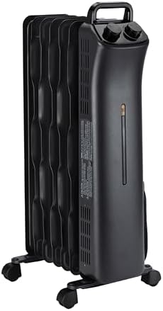 Amazon Basics 1500W Oil Space Heater 3 Settings ETL Certified Black