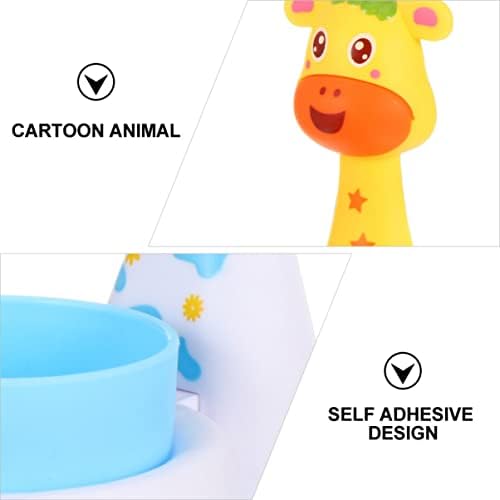 Cabilock 2Sets Cartoon Animal Toothbrush Holder Wall Mounted Storage Stand