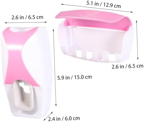 Unomor 2PCS Wall-Mounted Toothbrush Holder and Suction Toothpaste Extruder