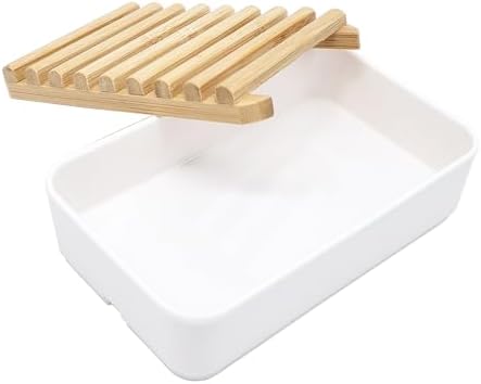 Bamboo Soap Dish Holder with Melamine Base 1 Pack