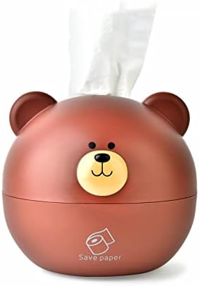 Cute Bear Tissue Holder Cartoon Style Round Dispenser for Home