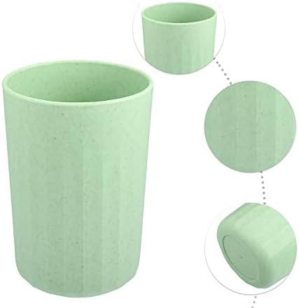 VOCOSTE Bathroom Tumbler with Smooth Lines Wheat Straw Cup Toothpaste Holder