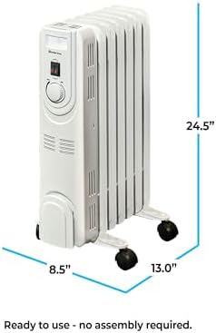 Comfort Zone 1200W Oil-Filled Radiant Space Heater with Safety Features