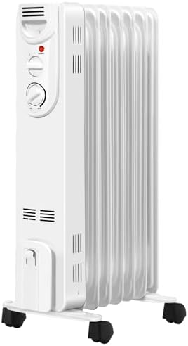S AFSTAR 1500W Oil Heater with 3 Settings and Safety Features