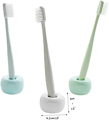 Set of 3 Mini Ceramic Toothbrush Holders with Non-Slip Base