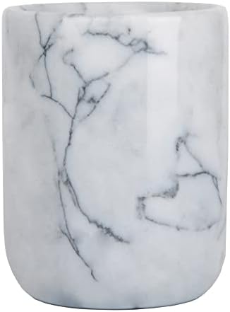 Handmade Marble Toothbrush Holder - White