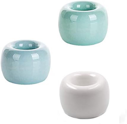 Set of 3 Mini Ceramic Toothbrush Holders with Non-Slip Base