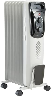 Amazon Basics 1500W Oil Radiator Heater with 3 Settings White