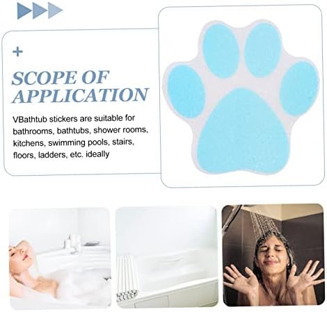 Garneck 10pcs Blue Paw Print Non-Slip Bathtub Stickers