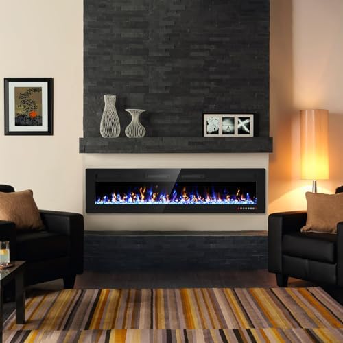 72 Inch Ultra Thin Electric Fireplace with Remote and Touch Screen