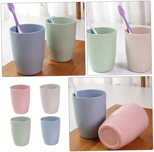 4pcs Wheatstraw Toothbrush Holder Cups for Bathroom