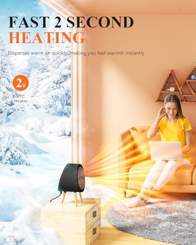 Gaiatop Electric Desk Heater with 4X Safety 2s PTC Heating Black