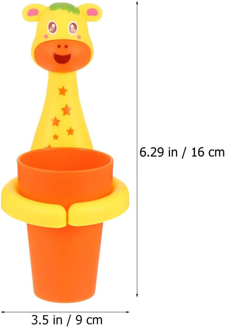 Cabilock 2Sets Cartoon Animal Toothbrush Holder Wall Mounted Storage Stand