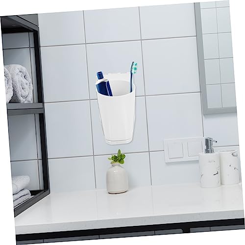 Cabilock Wall Mounted Toothbrush Cup Holder Set for Space Saving Bathroom Organization
