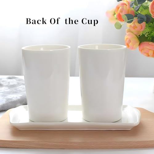 Kelake White Ceramic Tumbler Cup - 350ml Toothbrush Holder