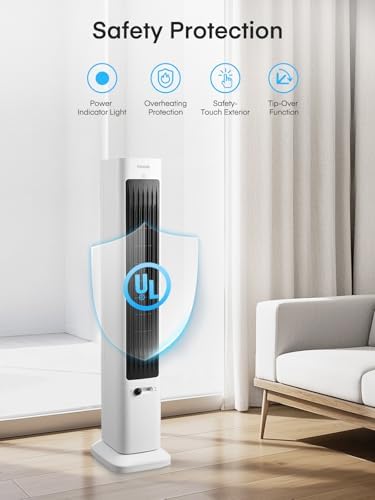 FOHERE Oscillating Fan and Heater Combo 379 Inch White