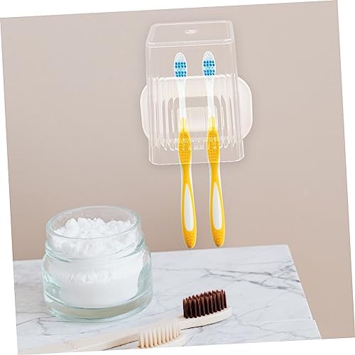 SOPOTUTU Wall Mounted Toothbrush Holder with Cover