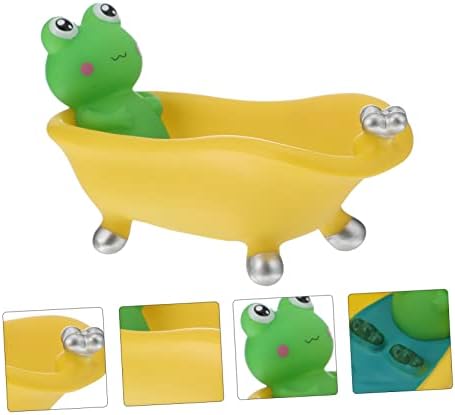 LIFKOME Cartoon Frog Soap Dish Tray Self Draining Vinyl Holder for Bathroom