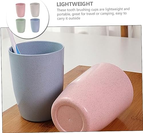 4pcs Wheatstraw Toothbrush Holder Cups for Bathroom