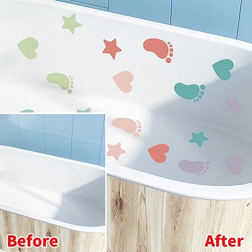 HOMSFOU Non-Slip Bathtub Stickers 6 Sheets PVC Design