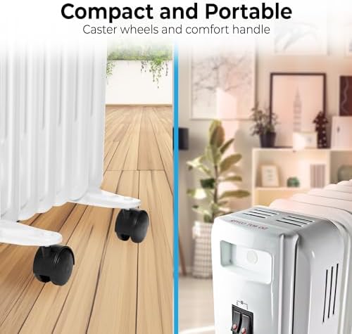 Comfort Zone 1200W Oil-Filled Radiant Space Heater with Safety Features