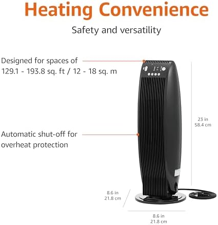 Amazon Basics Oscillating Heater with Remote Control and Safety Features