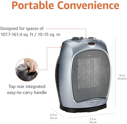 Amazon Basics 1500W Oscillating Ceramic Space Heater with Safety Features