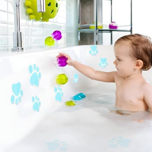 20 Pcs Blue Paw Print Non Slip Bath Stickers