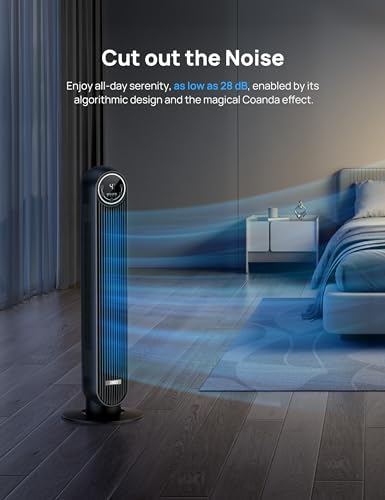 Dreo Tower Fan with Heater 24fts Quiet Powerful Oscillating Fan