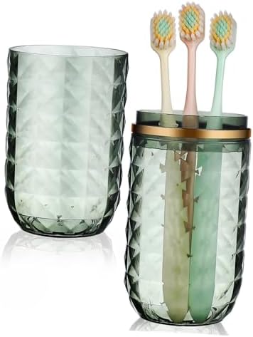 GALPADA Travel Toothbrush Holder and Mouthwash Tumbler Set