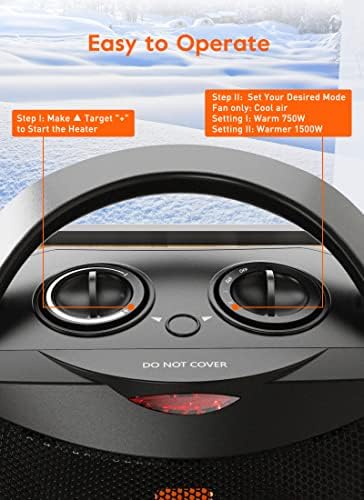 GiveBest 1500W750W Dual Heat Cool Fan Space Heater